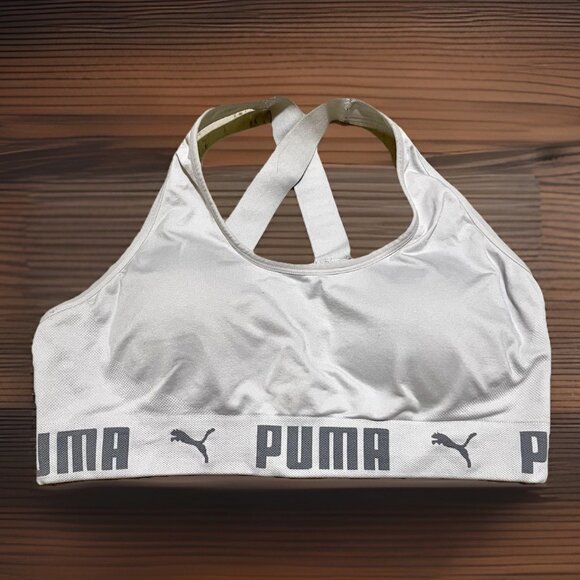 PUMA Size XL Women’s White Wireless Unpadded Racerback Sports Bra Activewear - Picture 1 of 4